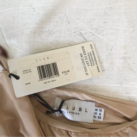 Clubl London NEW Bralette Nude Tank Bra Ruched Straps Stretch Wide Band Tan Tags - Picture 5 of 10